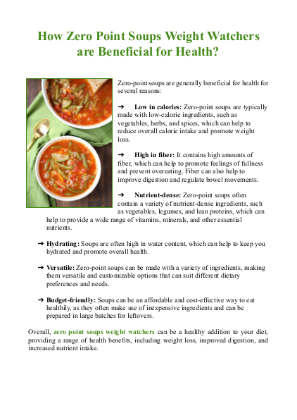 How Zero Point Soups Weight Watchers are Beneficial for Health?