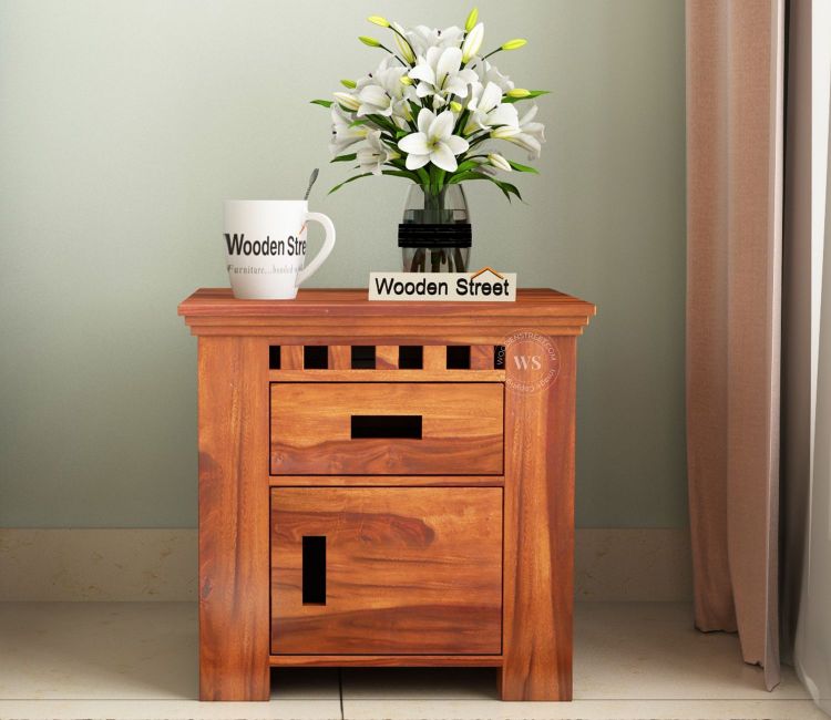 Contemporary Bedside Table with Dual Storage Options